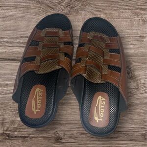 Men's Brown and Black Slip-On Loafers